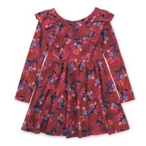 Vintage French Flowers Ruffle Shoulder Ballet Dress